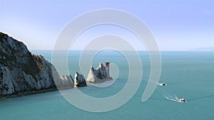 The Needles rock formation on the Isle Of Wight England UK Europe