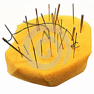 Needles in a yellow sponge