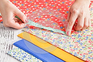 Needlework concept. Female doing crafts