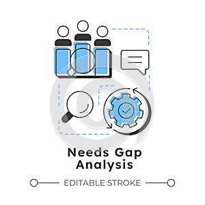 Needs gap analysis modern linear concept icon