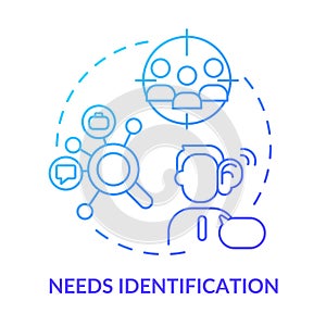 Needs identification blue gradient concept icon