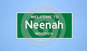 Neenah, Wisconsin city limit sign. Town sign from the USA.