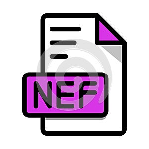 NEF File Format Icon. Type file icons symbol. Outline Style With color, Vector Illustration