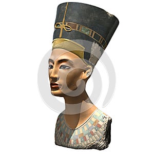 Nefertiti bust 3d illustrated