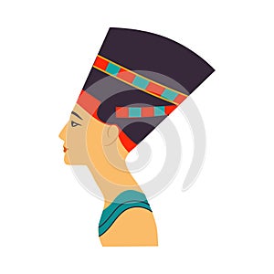 Nefertiti Bust as Great Royal Wife of Egyptian Pharaoh Vector Illustration