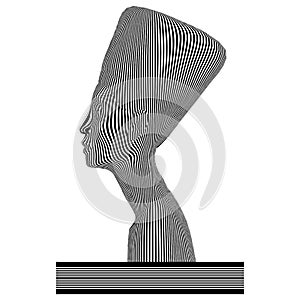 Nefertiti Queen Zebra Woman Made Of Black And White Stripes Vector