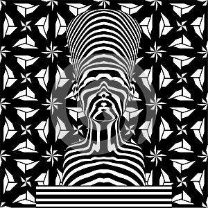 Nefertiti Queen Zebra Woman Made Of Black And White Stripes Vector