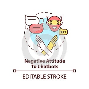 Negative attitude to chatbots concept icon