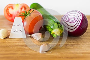 Negative-calories food, vegetables close up