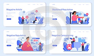 Negative campaigning web banner or landing page set. Brand negative reputation