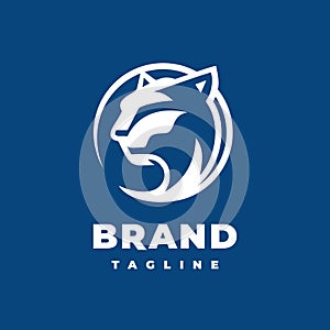 Negative Circle Panther Head logo design template