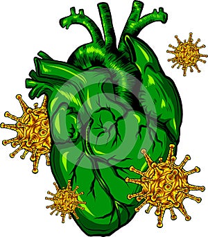 virus infect a human heart vector illustration photo