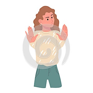 Negative gestures vector illustrations. Disagree and stop consept. Hand language refuse.