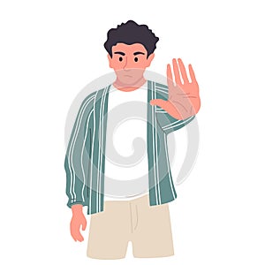 Negative gestures vector illustrations set. Disagree and stop consept. Hand language refuse.