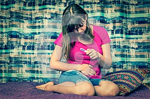 Negative pregnancy test - infertility concept - retro style