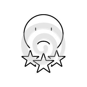 Negative Review Line Icon Concept. Sad Emoticon, Bad Feedback Linear Pictogram. Disagree Sign. Dislike Emoji Outline