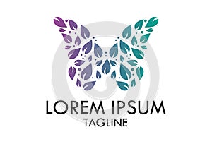 Negative Space Leaf Butterfly Logo Design