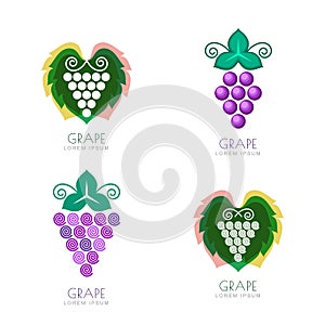 Negative space grave leaf logo design. Concept for winery, wine