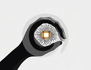 Negative Space Hand Holding Microchip Ã¢â¬' Technology and Innovation Concept