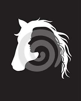 Negative space Horse and Woman logo