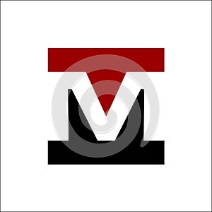 Negative space letter M square logo vector