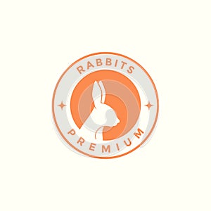 Negative space rabbit badge logo design vector graphic symbol icon illustration creative idea