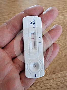 Negative test result by using rapid test device for COVID-19, novel coronavirus,COVID-19 Nasal swab laboratory test in