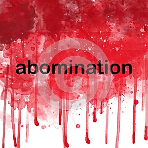 Negative word, negative feelings, negative emotions, illustration on watercolor red background