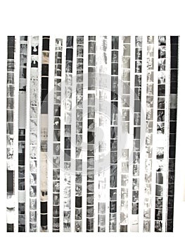 Negatives of monochrome 35mm photographic film isolated on white background