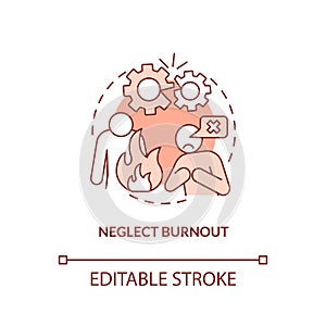 Neglect burnout red concept icon