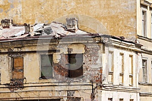 Neglected part of common residential house in Russia