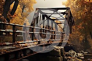 Neglected Rusty old bridge. Generate Ai