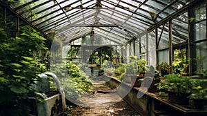 Neglected structure of deteriorating greenhouse photo