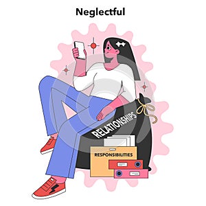 Neglectful Personality depiction. Flat vector illustration