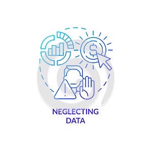 Neglecting data blue gradient concept icon photo
