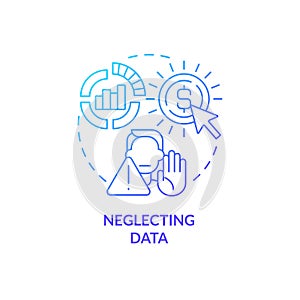 Neglecting data blue gradient concept icon