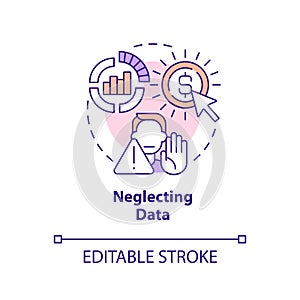 Neglecting data concept icon
