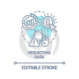 Neglecting data turquoise concept icon photo