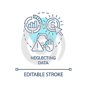 Neglecting data turquoise concept icon