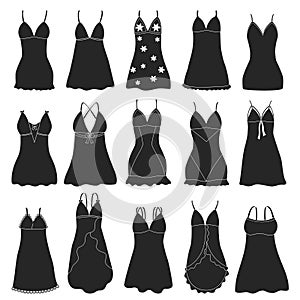 Negligee vector black set icon. Vector illustration sleepwear on white background. Isolated black set icon negligee.