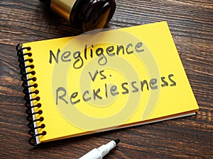 Negligence vs recklessness inscription and a gavel.