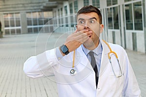 Negligent doctor realising a mistake photo