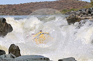 Negotiating Hell's Gate in the Gariep River (Orange River), Sout