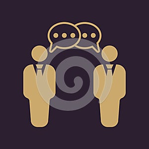 The negotiations icon. Debate and dialog, discussion, conversations symbol. Flat