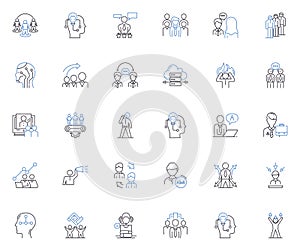 Negotiator line icons collection. Diplomat, Bargainer, Mediator, Peacemaker, Facilitator, Persuader, Advocate vector and