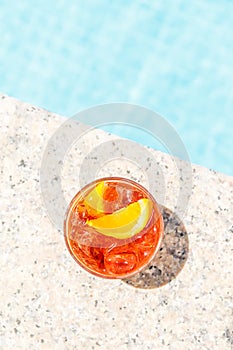 Negroni cocktail near a pool at the resort bar or suite patio