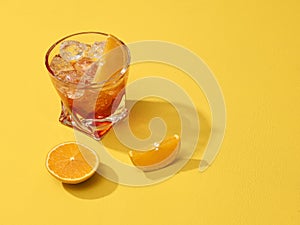 Negroni Cocktail on a yellow table