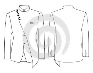 Nehru jacket Placket long sleeves kote illustration template design photo