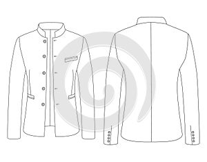Nehru jacket Placket long sleeves kote illustration template design photo