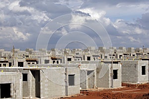 Neighborhood being built with standard houses